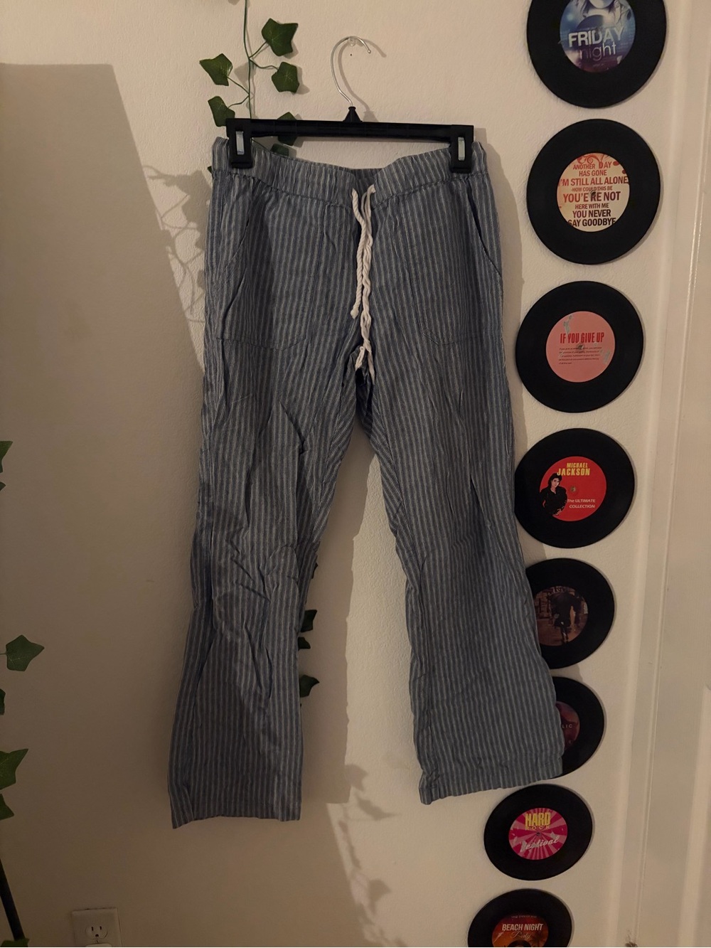 Jack by BB Dakota Blue and White Striped Drawstring Joggers